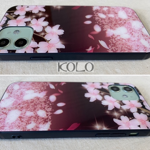 夜桜柄のガラス製スマホケース