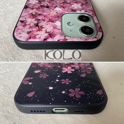桜の花びら柄のガラス製スマホケース