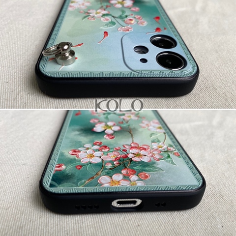 薄緑のコナシ鯉柄のスマホケース
