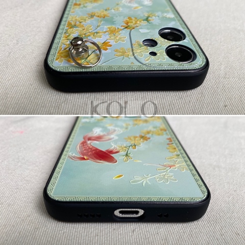 黄色い花 鯉のスマホケース