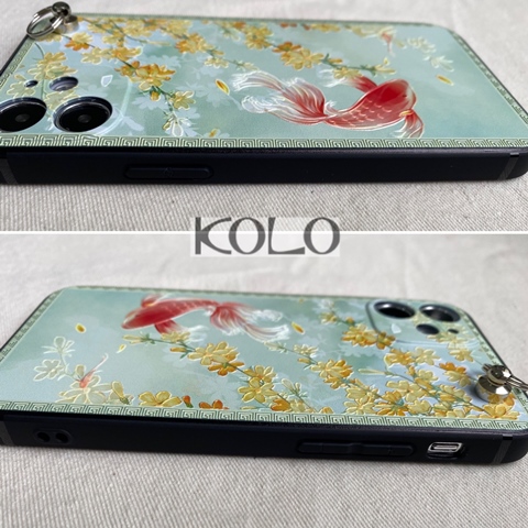 黄色い花 鯉のスマホケース