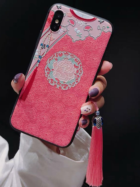 延喜攻略のピンクの旗袍のスマホケース