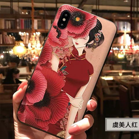 中国風 虞美人のスマホケース