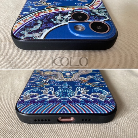 青の龍のチャイナ服のスマホケース